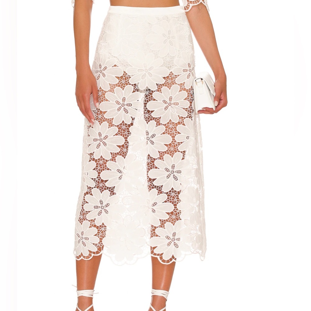 For Love & Lemons MALIKA MIDI SKIRT. White. Size XS. New with Tags. - Picture 2 of 4